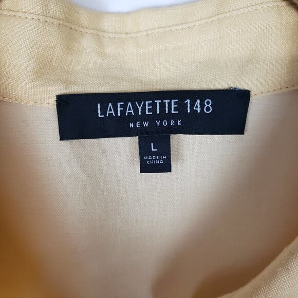 Lafayette 148 Sublime Justice Top Yellow Linen Button Up Boxy Shirt Size Large - Picture 4 of 8